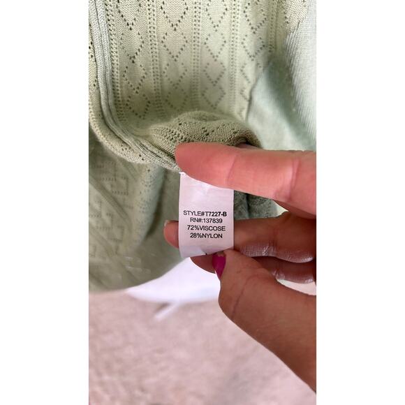 Debut Women's Size L Sage Green Open Front Cardigan Sweater #0241 - Picture 6 of 10
